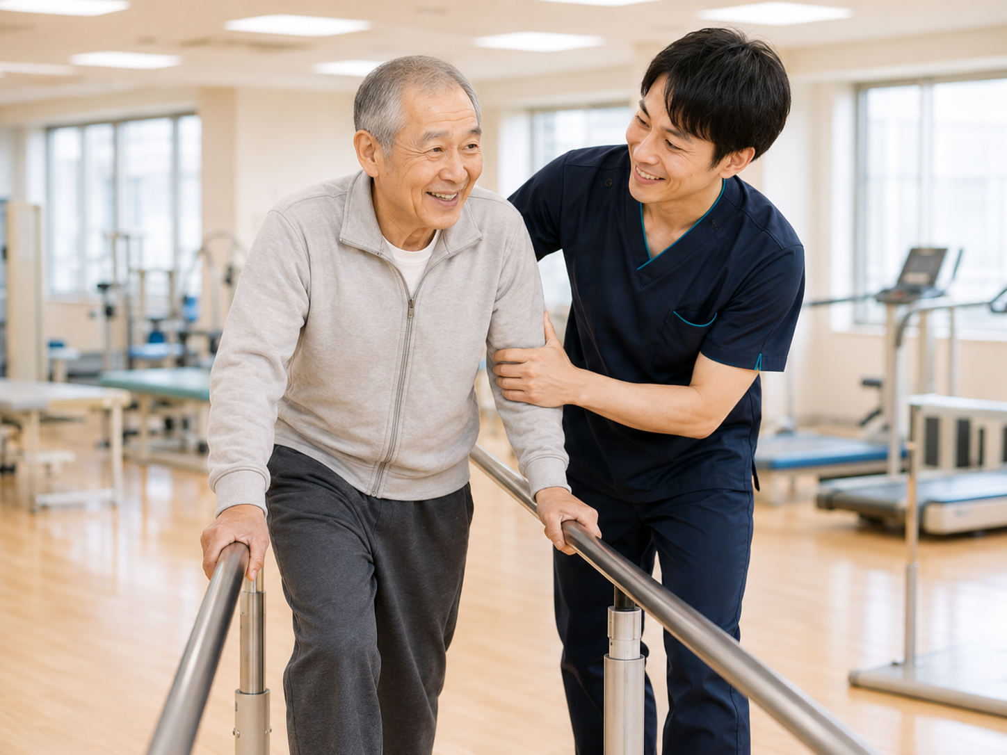 理学療法士が利用者のリハビリを支援する様子